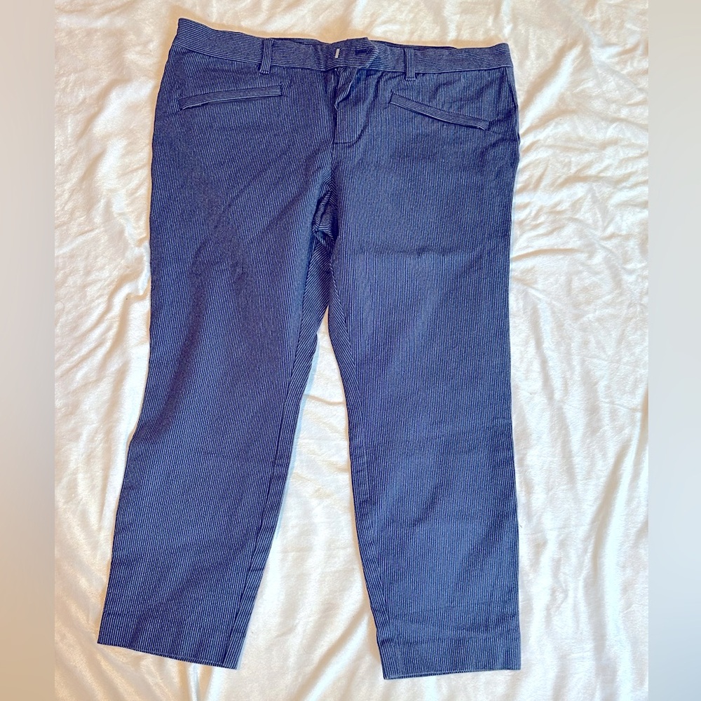 Gap Pinstripe Skinny Ankle Cropped Dress Pants Blue Size 14P
